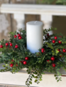 Red Berry Button Leaf Candle Ring