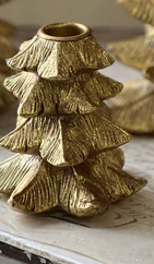 Gilded Fir Tree Taper Candle Holder (2-Sizes)