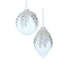 Glass Jeweled Pearl Leaf Ornament (2-Styles)