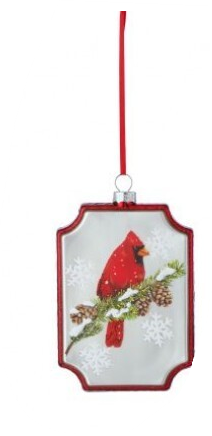 5" Glass Frame Cardinal Ornament (3-Styles)