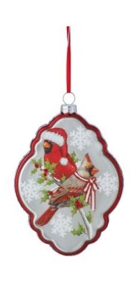 5" Glass Frame Cardinal Ornament (3-Styles)