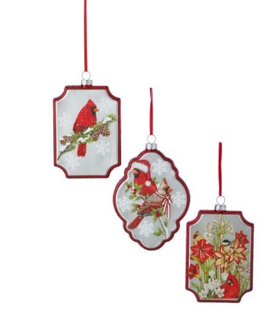 5" Glass Frame Cardinal Ornament (3-Styles)