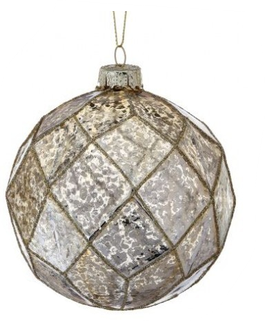 Mercury Glass Gold Geo Ball Ornament (2-Styles)