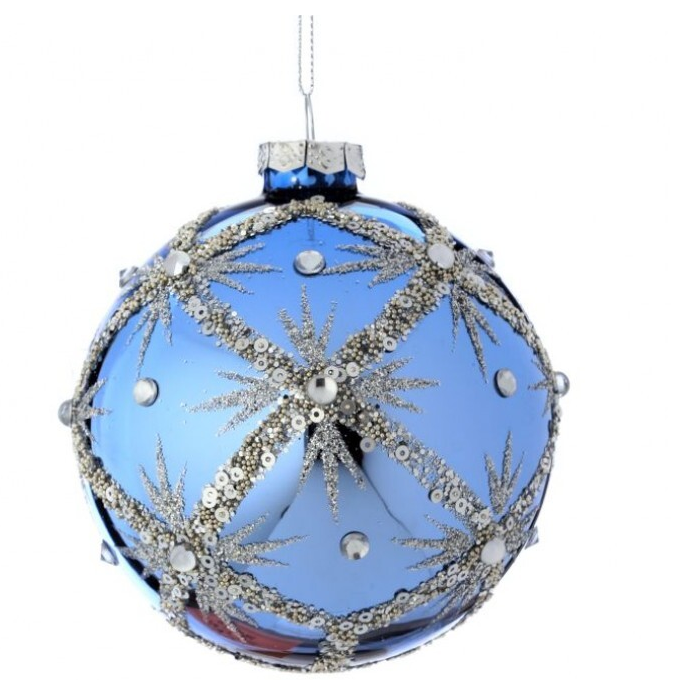 Blue Sequin Snowflake Ornament