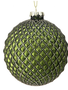 4" Green Glass Dimensional Round Ornament