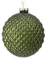 4" Green Glass Dimensional Round Ornament