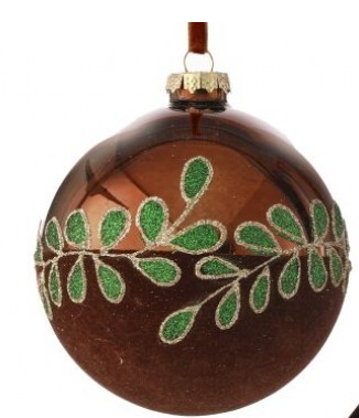 Brown Glass Round Beaded Leaf Ornament (2-Styles)