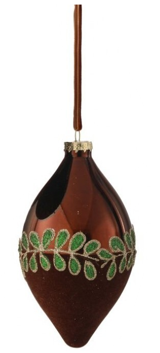Brown Glass Round Beaded Leaf Ornament (2-Styles)
