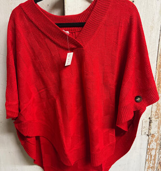 Cable Knit Capelet Red