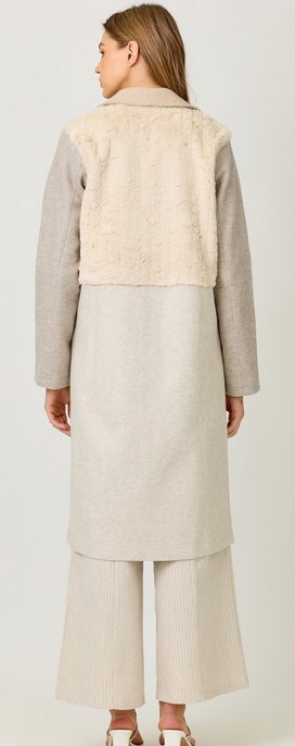 Mystree Fleece Block Long Overcoat Trench By: Mystree