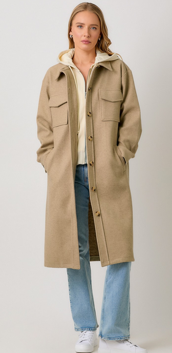 Mystree Hooded Long Trench Overcoat By: Mystree