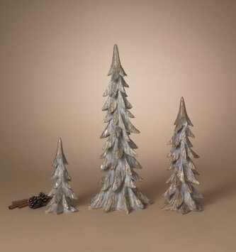 Set of 3 Golden Christmas Trees