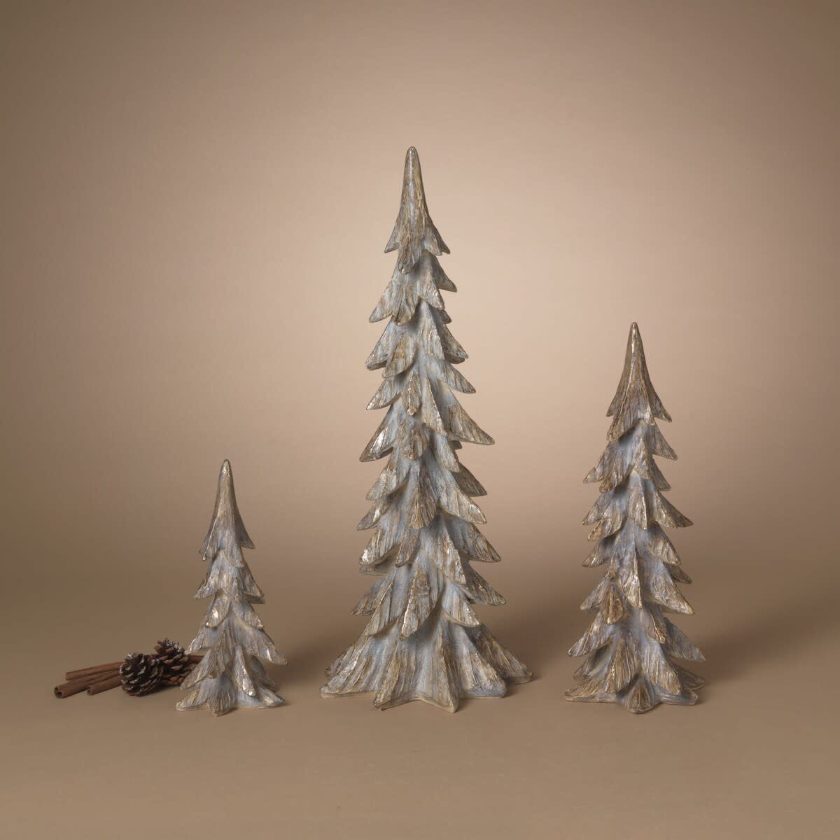 Set of 3 Golden Christmas Trees