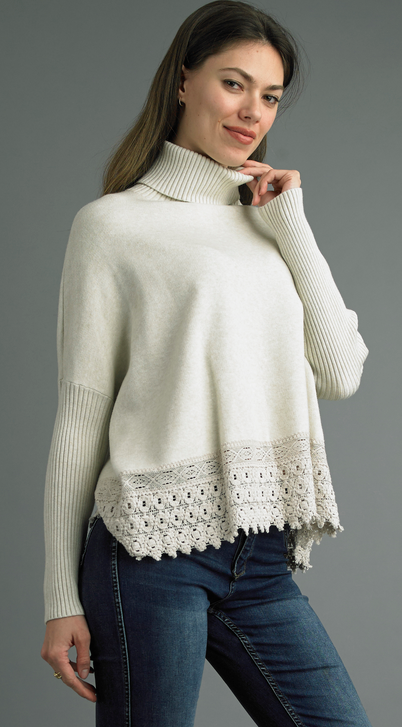 Tempo Paris Lace Edge Sweater By: Tempo Paris (2-Color)