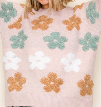 Staccato Multi Color Jacquard Flower Sweater By: Staccato (2-Colors)