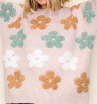 Staccato Multi Color Jacquard Flower Sweater By: Staccato (2-Colors)
