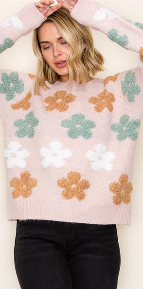 Staccato Multi Color Jacquard Flower Sweater By: Staccato (2-Colors)