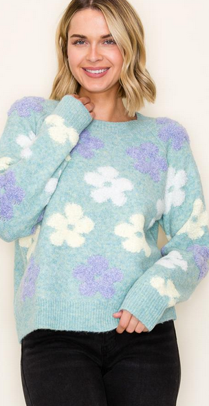 Staccato Multi Color Jacquard Flower Sweater By: Staccato (2-Colors)