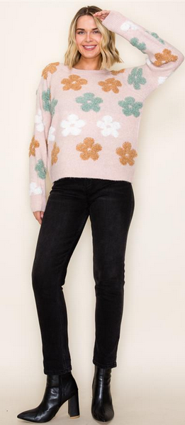 Staccato Multi Color Jacquard Flower Sweater By: Staccato (2-Colors)