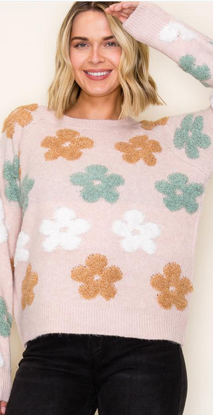 Staccato Multi Color Jacquard Flower Sweater By: Staccato (2-Colors)