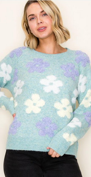 Staccato Multi Color Jacquard Flower Sweater By: Staccato (2-Colors)