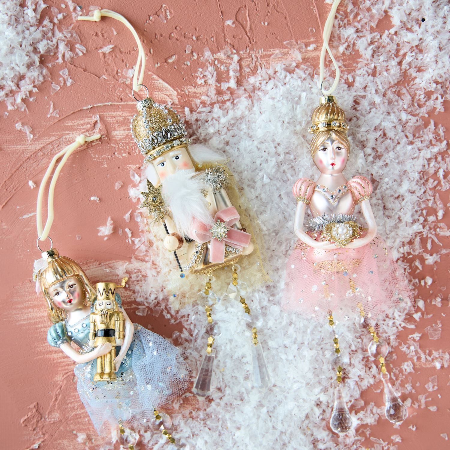 Glass Ballerina Nutcracker Ornament (3-Styles)