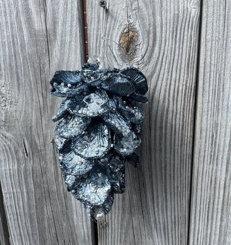 6" Jeweled Blue Pinecone Ornament