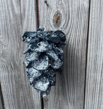 6" Jeweled Blue Pinecone Ornament