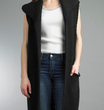 Tempo Paris Long Double Pocket Sweater Vest By: Tempo Paris