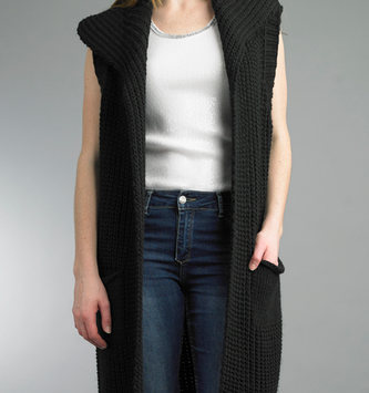 Tempo Paris Long Double Pocket Sweater Vest By: Tempo Paris