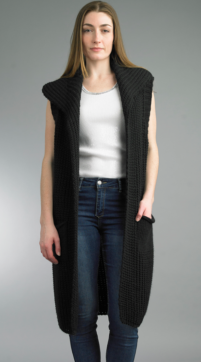 Tempo Paris Long Double Pocket Sweater Vest By: Tempo Paris