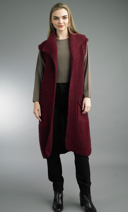 Tempo Paris Long Double Pocket Sweater Vest By: Tempo Paris