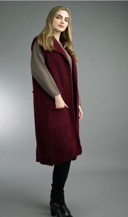 Tempo Paris Long Double Pocket Sweater Vest By: Tempo Paris