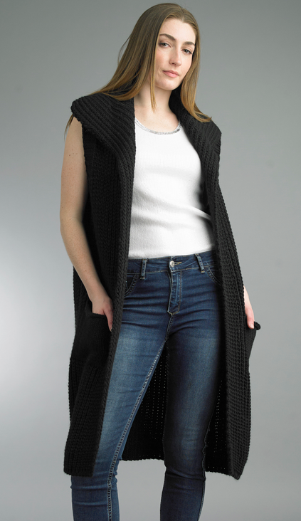 Tempo Paris Long Double Pocket Sweater Vest By: Tempo Paris