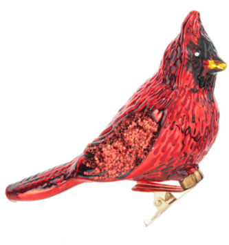 Small Glass Clip on Cardinal Ornament