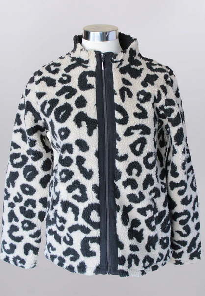 Cozy Leopard Print Zip Jacket