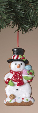 Iced Gingerbread Snowman Cookie Ornament (3-Styles)