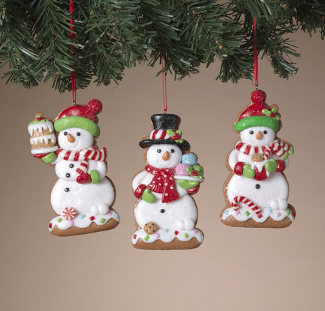 Iced Gingerbread Snowman Cookie Ornament (3-Styles)