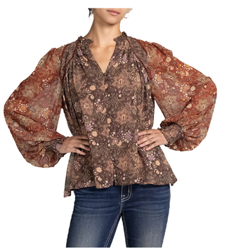 Lined Eyelet Floral Top