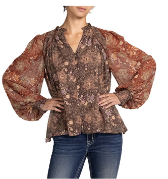 Lined Eyelet Floral Top