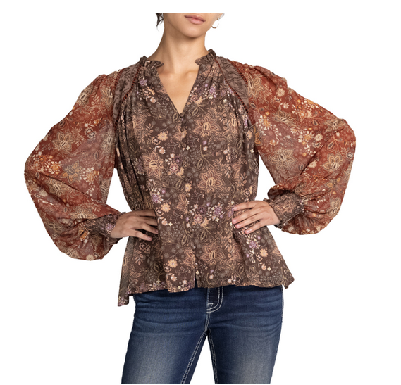 Lined Eyelet Floral Top