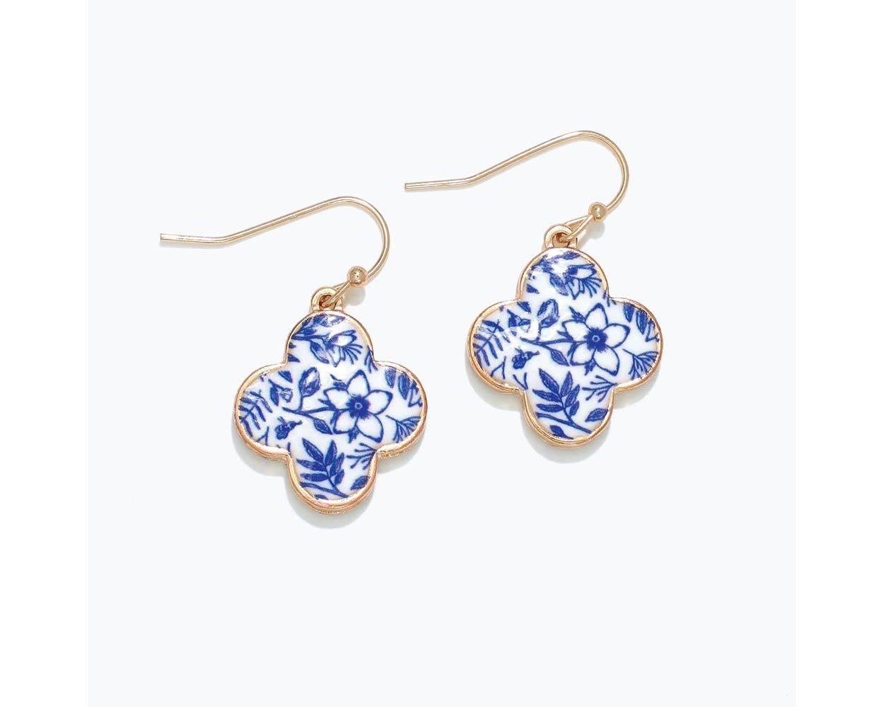Blue & White Clover Earrings