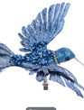 Blue Metallic Clip on Hummingbird