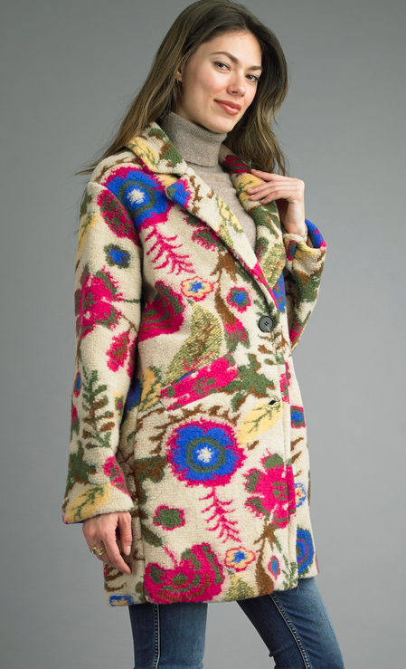 Tempo Paris Lined Double Button Floral Jacket By: Tempo Paris (2-Colors) Tempo Paris Lined Double Button Floral Jacket By: Tempo Paris (2-Colors)