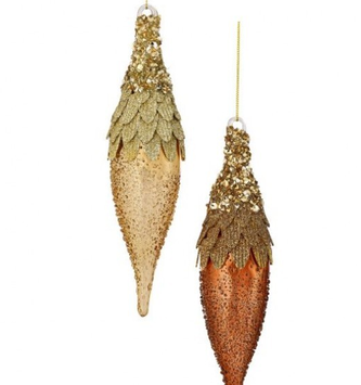 Glass Sequin Finial Ornament (2-Colors)