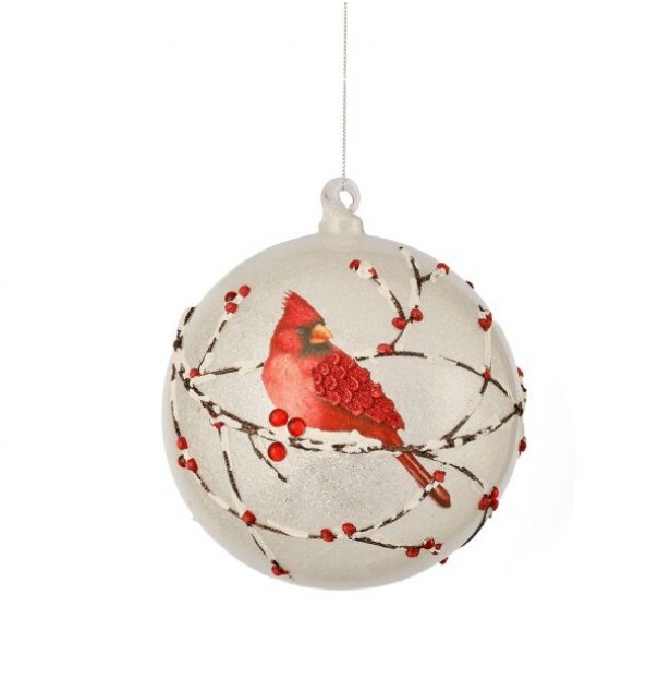 Frosted Glass Cardinal Ornament