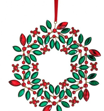 9.5" Jeweled Holly Wreath Ornament