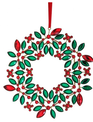 9.5" Jeweled Holly Wreath Ornament