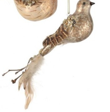 Glass Feathered Quail Ornament