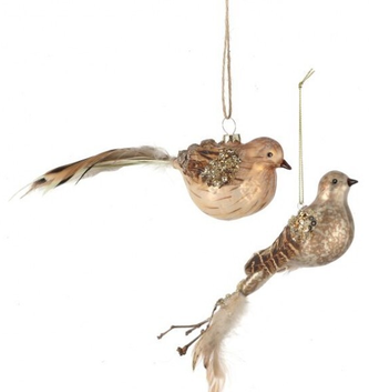 Glass Feathered Quail Ornament (2-Styles)